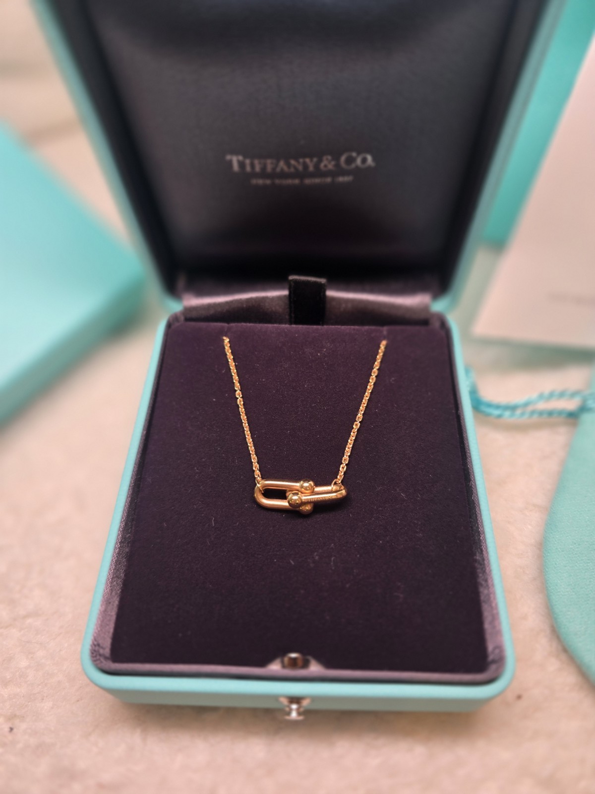 Tiffany & Co. Hardware Small Double Link Chain Necklace 18k Rose Gold NWB