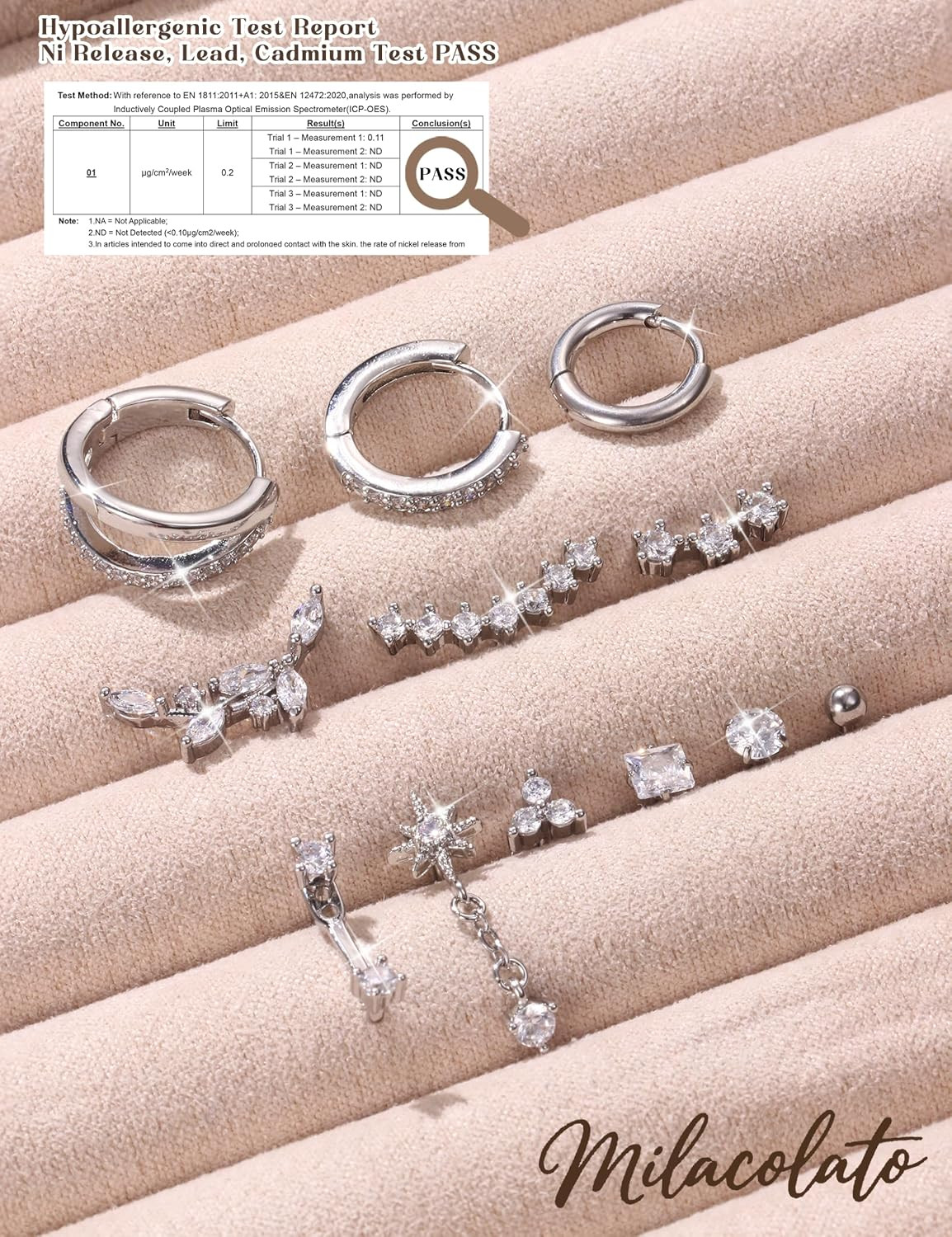 16G Cartilage Earrings for Women Silver Flat Back Earrings Hypoallergenic Surgic