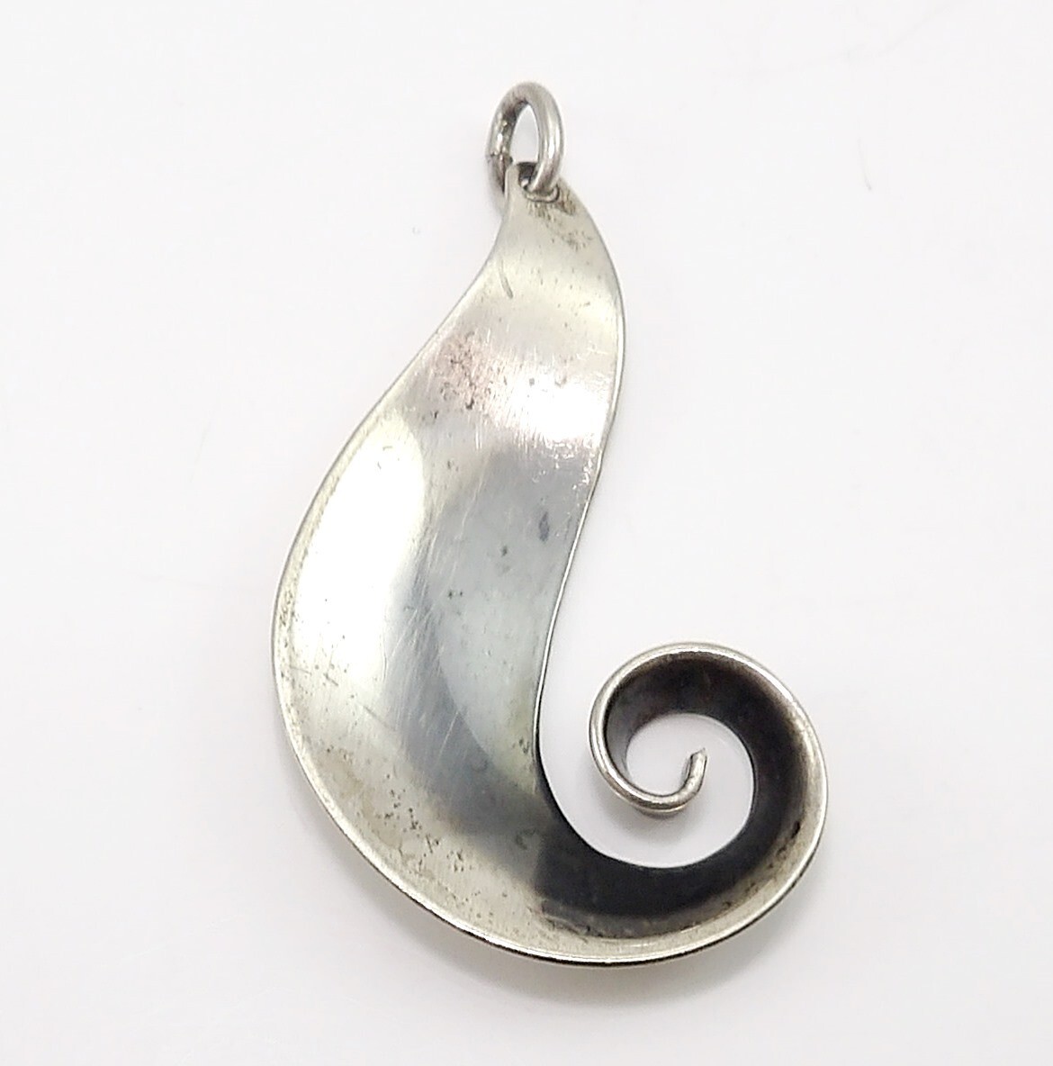 VTG Antique Otto Robert Bade Sterling Silver Swirl Pendant FZ
