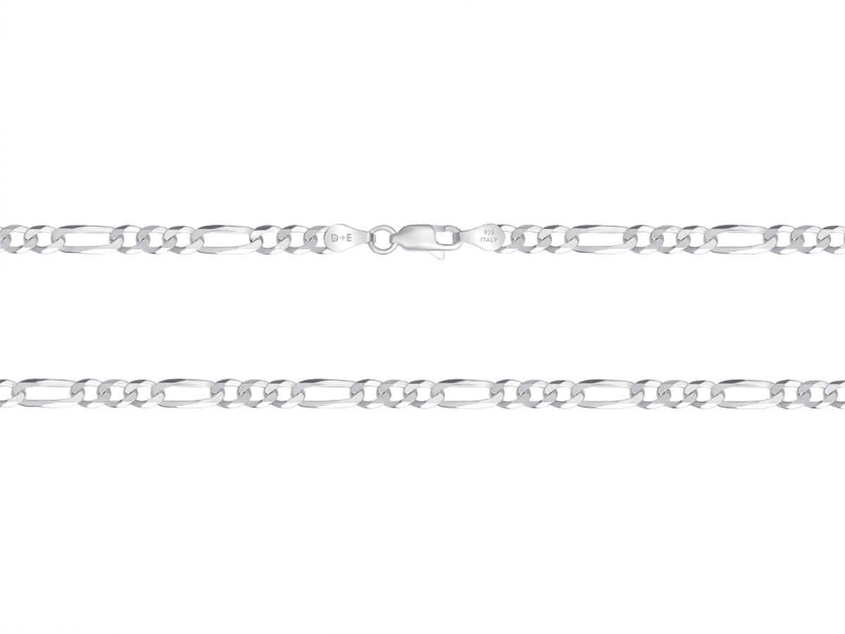 Solid 925 Sterling Silver Italian 5mm 22″ Flat Figaro Link Chain Necklace