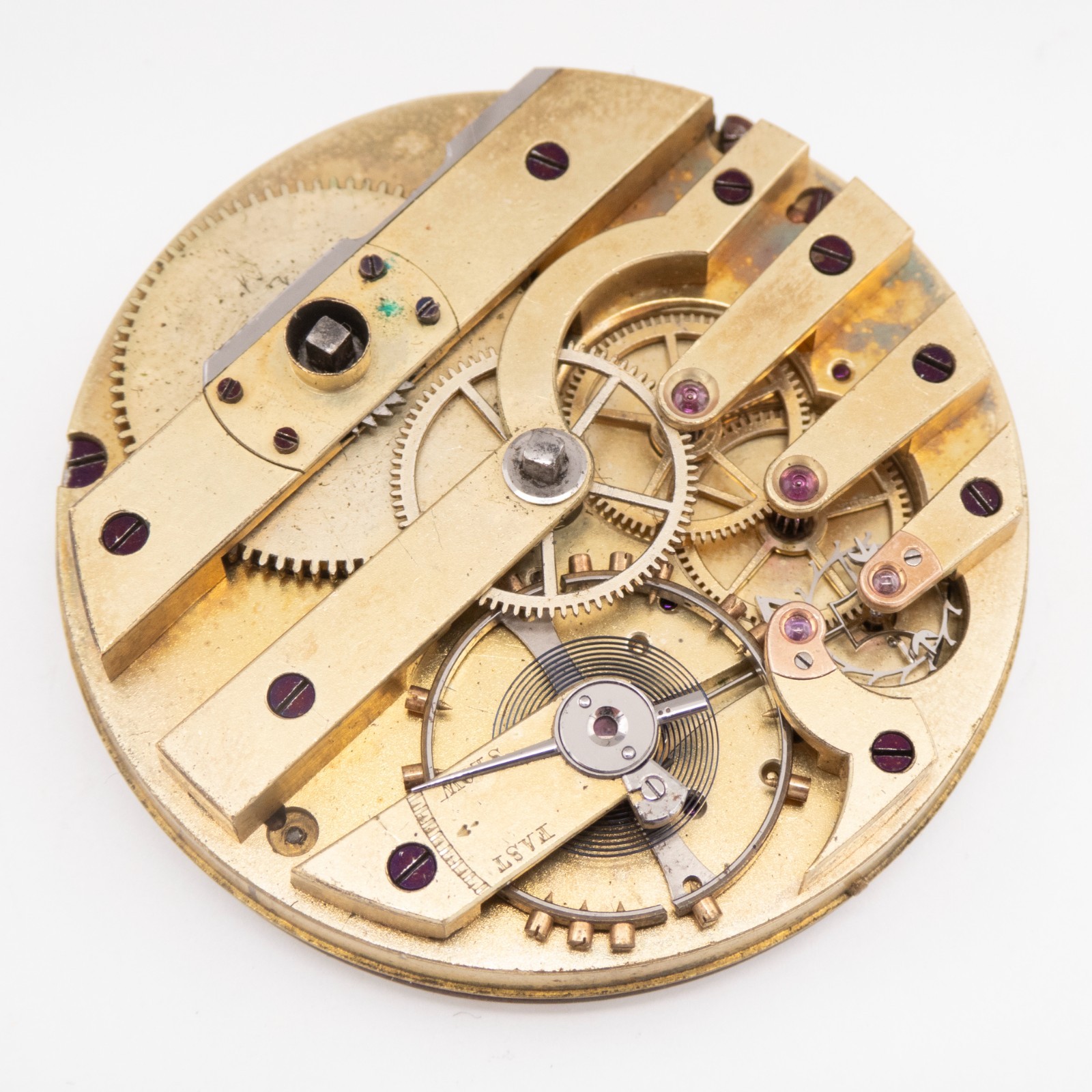 High-Grade Swiss 45.3 x 10.9 mm Antique Pocket Watch Movement, Ticks a Bit