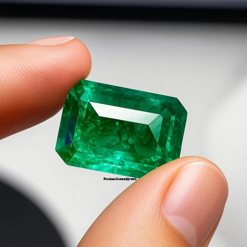 Colombian Green Emerald 8.00 Ct Natural Emerald Cut Loose Gemstone Certified