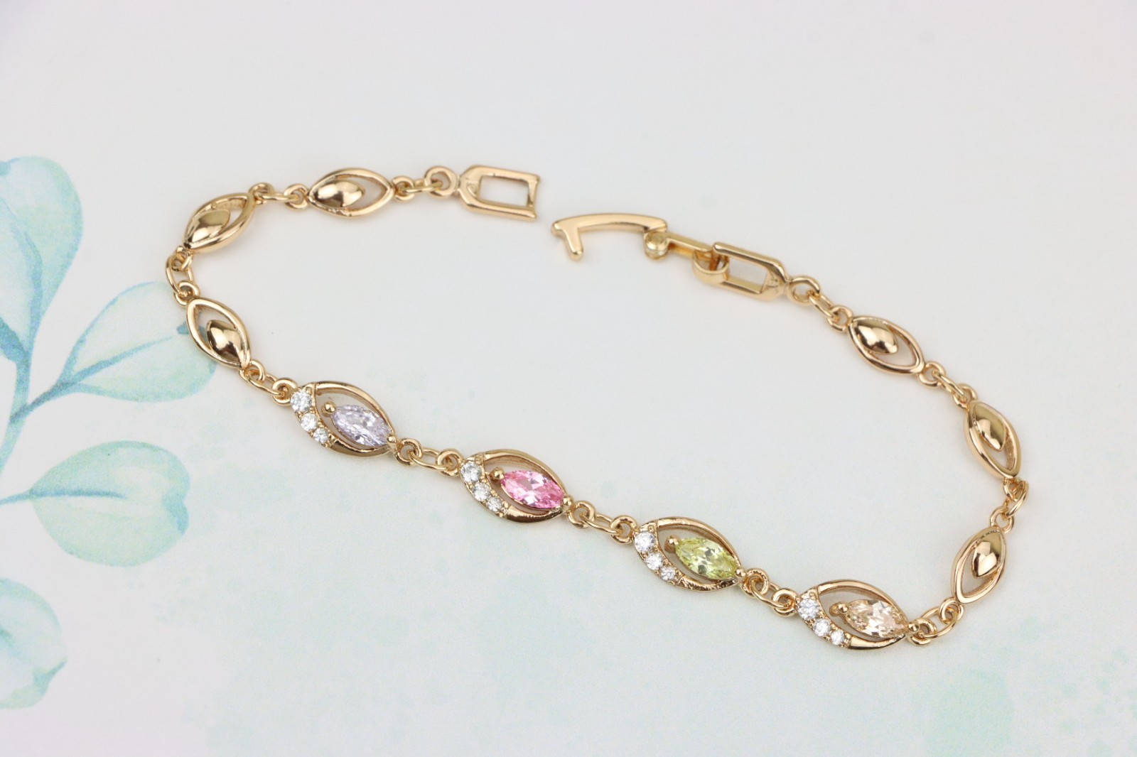 with Multicolor Stones and Crystals, XPBL0789 Rose Gold Bracelet