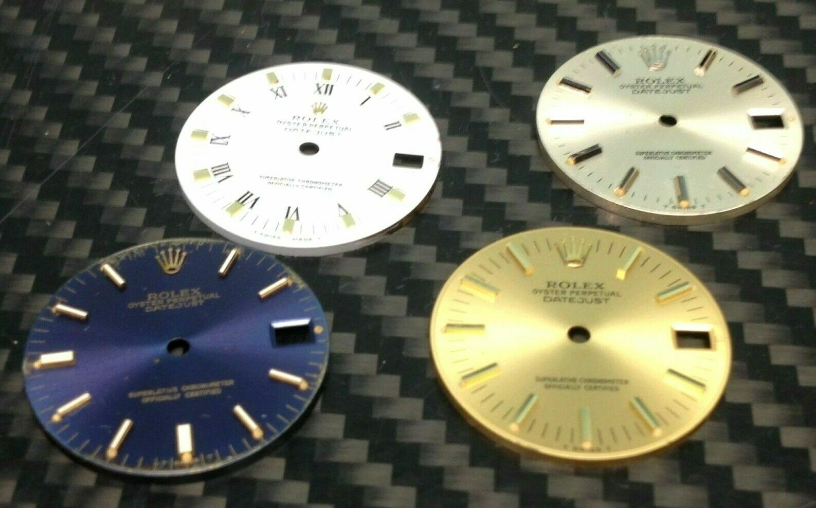 4 Ladies Rolex Oyster Perpetual Date Slate Blue, Gold, Champagne Watch Face