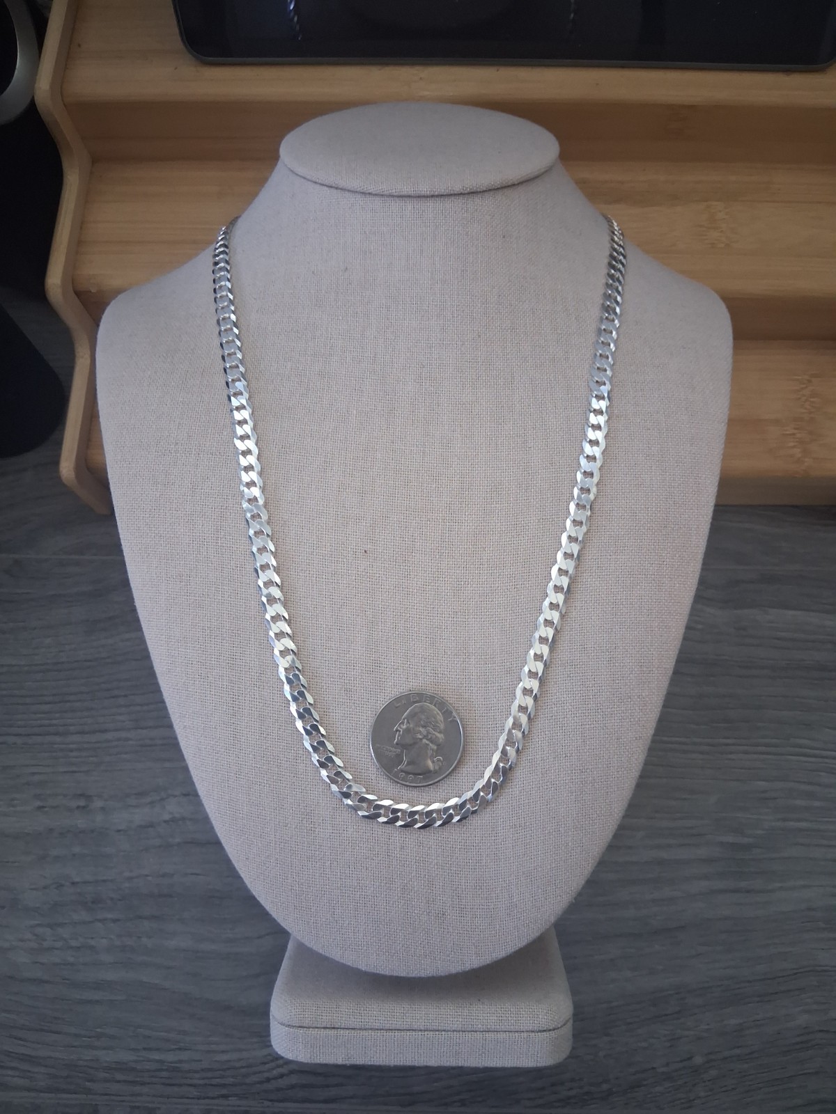 cadena de plata 925 corte diamante 24″ de larga 6mm de anchor