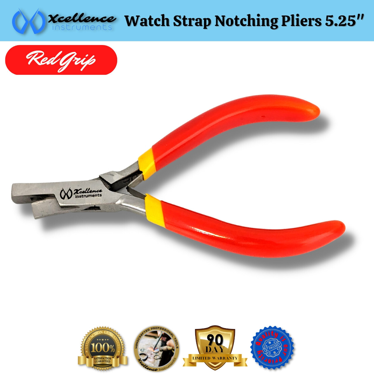 Xcellence Leather & Rubber Watch Strap Notching Pliers Repair Tools 5.25″ Red