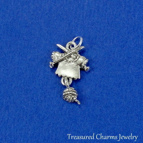 Silver KNITTED SWEATER Knitting Sewing Yarn CHARM PENDANT