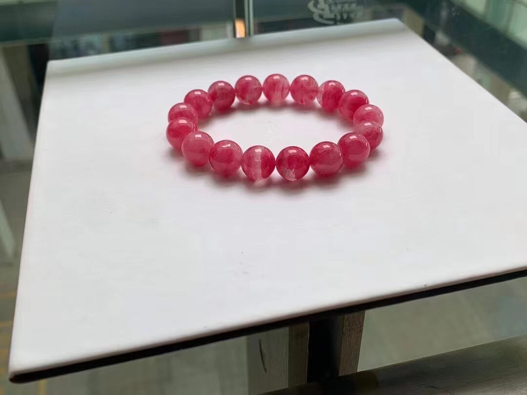 Genuine Natural ice Rose Quartz Round Beads Bracelet AAAAA 13.7mm
