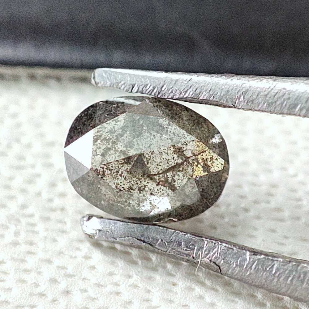 0.11 Cts Salt Pepper Diamond Rose Cut Oval 3X4 mm VS1 Quality Natural Diamond Sh