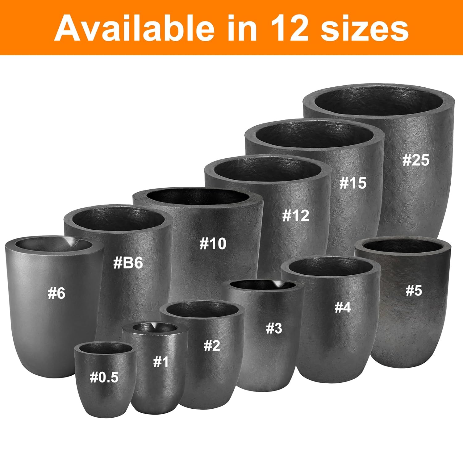 #25-25KG Graphite Crucible with Pouring Spout for Melting Metal | Silicon Carbid