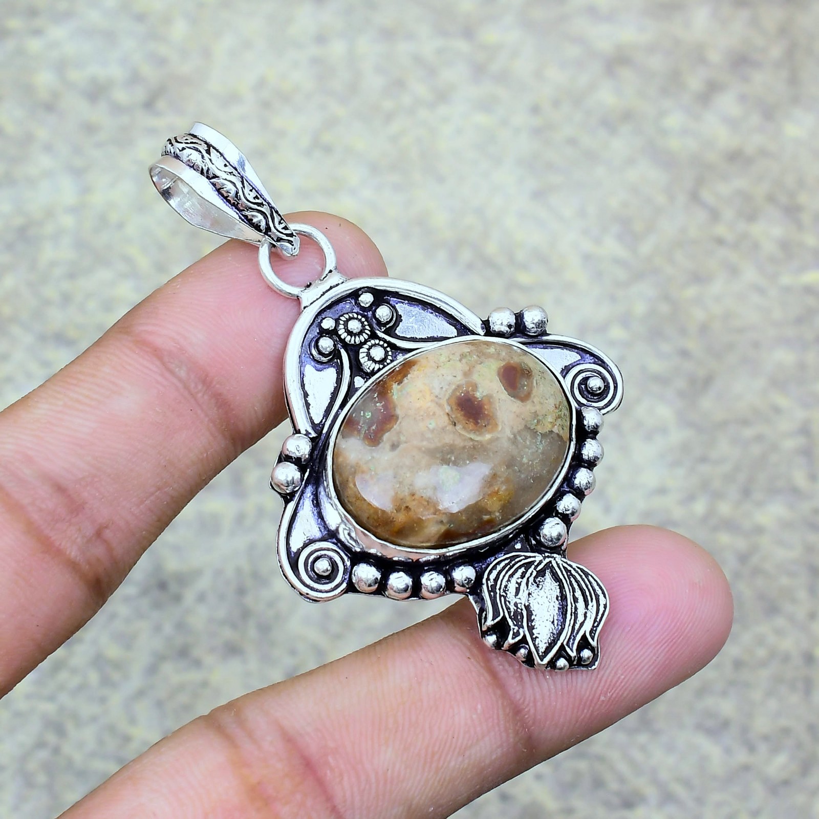 Exceptional Bauxite Gemstone 925 Sterling Silver Jewelry Pendant 2.27″