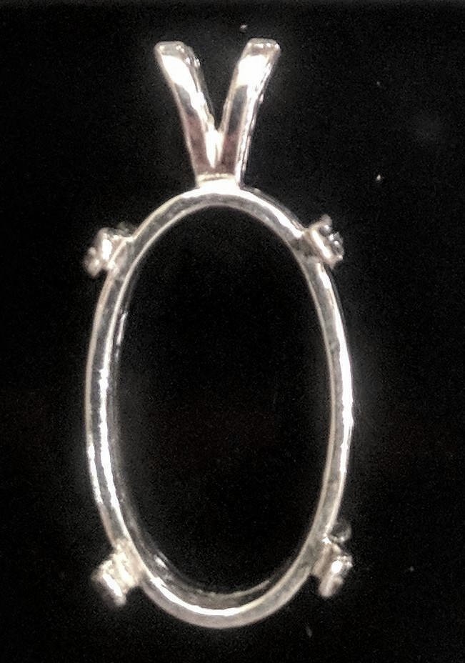 Solid Sterling Silver 7X5- 12X10 Oval Cabochon Setting Mount Pendant
