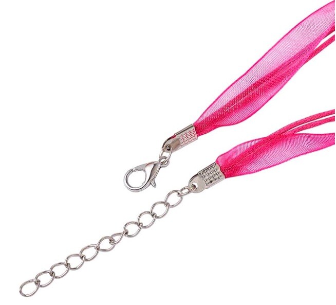 ORGANZA RIBBON CORD NECKLACE 17-18″ CHOOSE COLOR Purple Pink Black Burgundy More