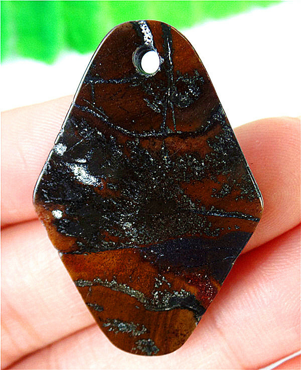 37x25x4mm Natural Colorful Gem Agate Rhombus Pendant Bead EA81007