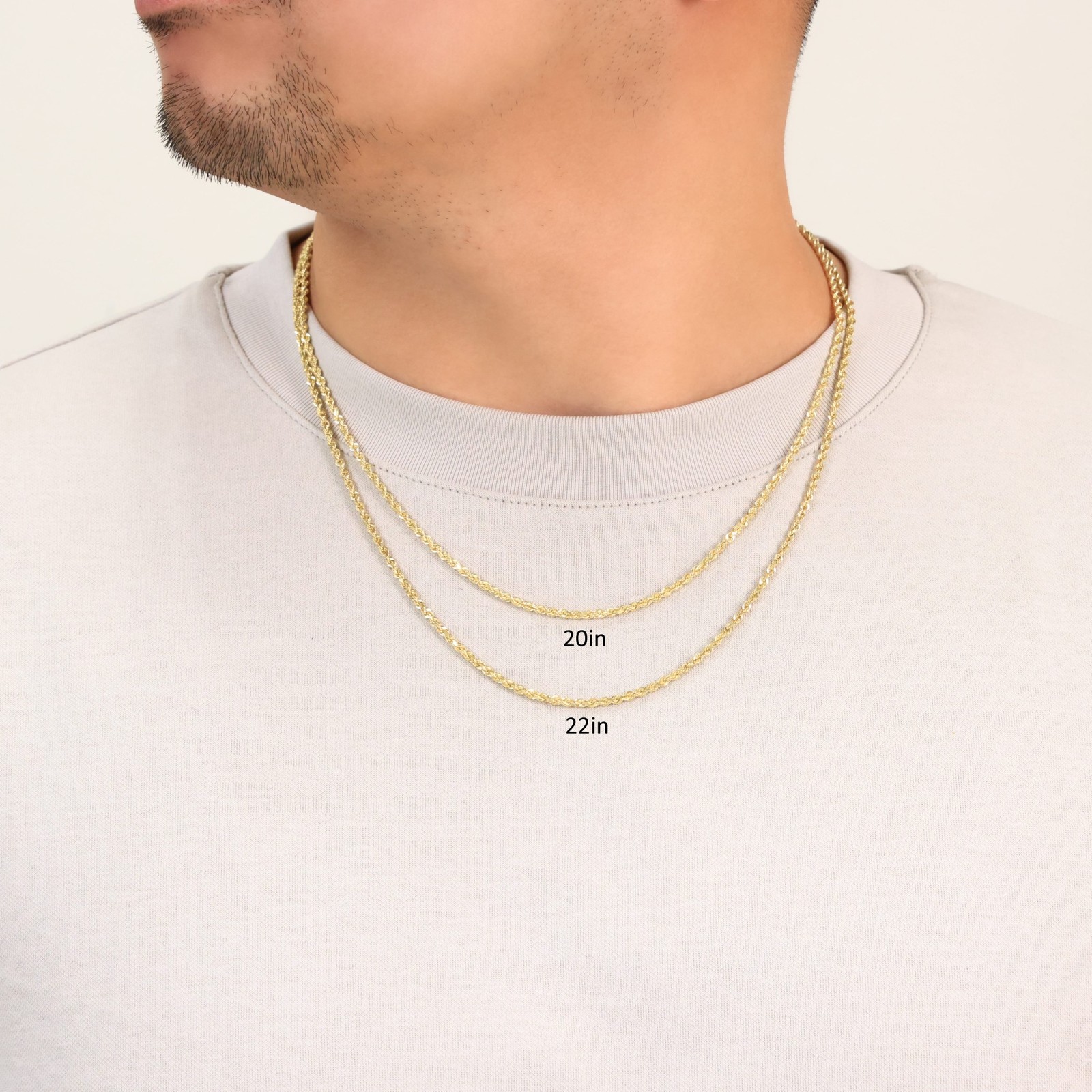 10K Yellow Gold 4mm Solid Rope Chain Diamond Cut Pendant Necklace