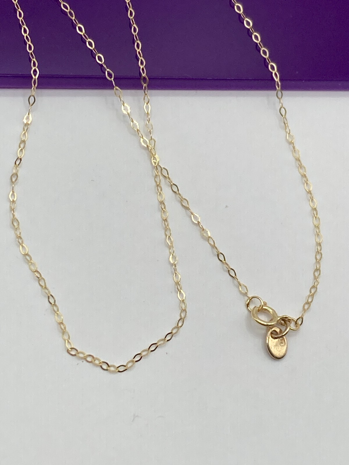 solid 10k gold flat links chain 1.2mm necklace