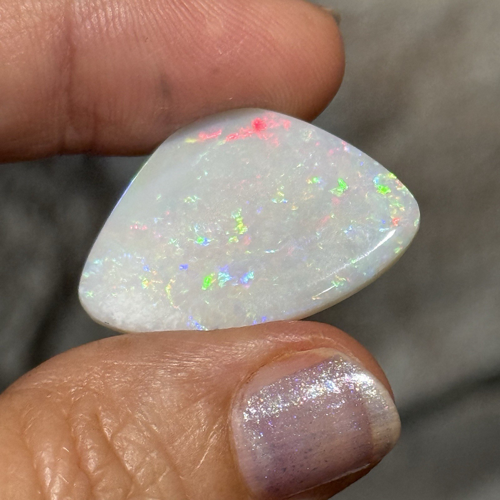 12.10ct 28c19x3.7mm Colorful White Australian Crystal Pipe Opal Cabochon Gem