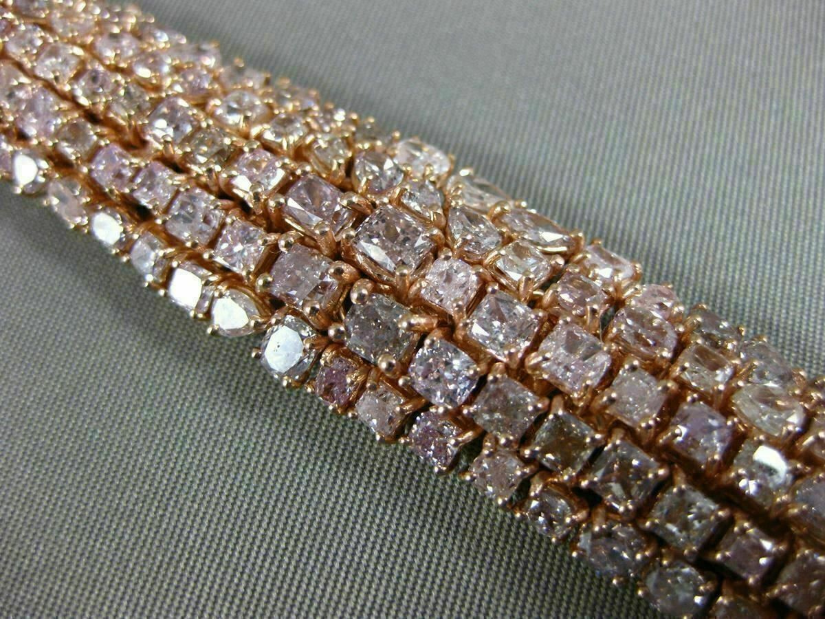 ESTATE LARGE 24.90CT PINK DIAMOND 18KT ROSE GOLD 3D MULTI ROW TENNIS BRACELET