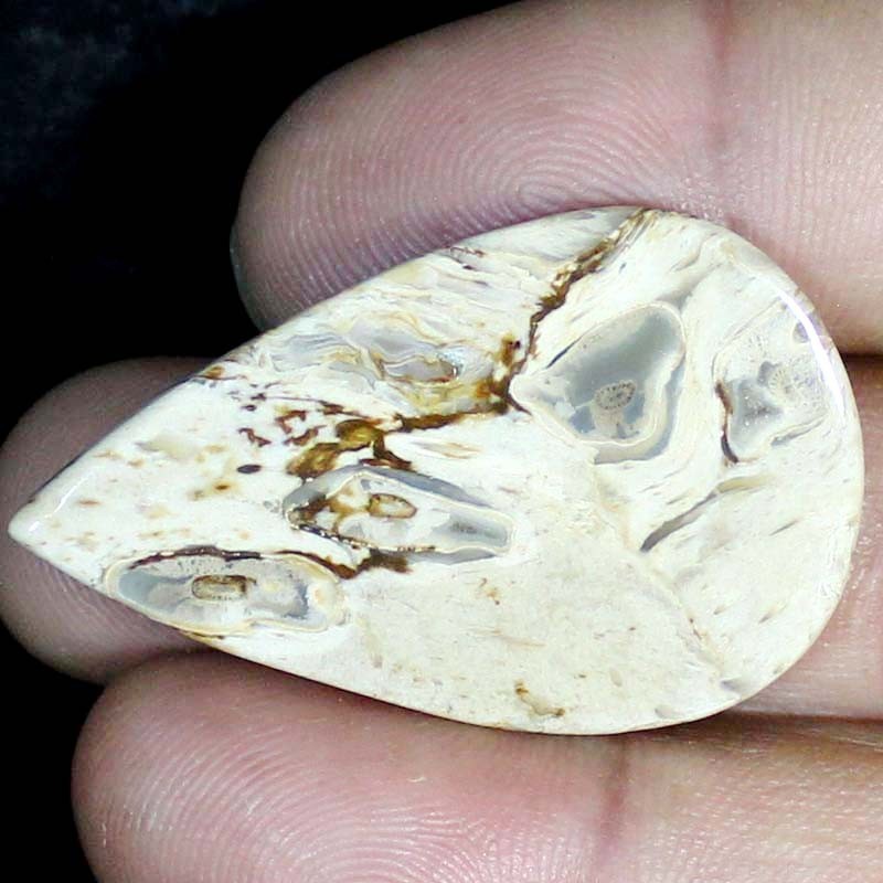 40.80 CT Natural Petrified Wood Agate PEAR Cabochon , Petrified stone 27x44x4 mm