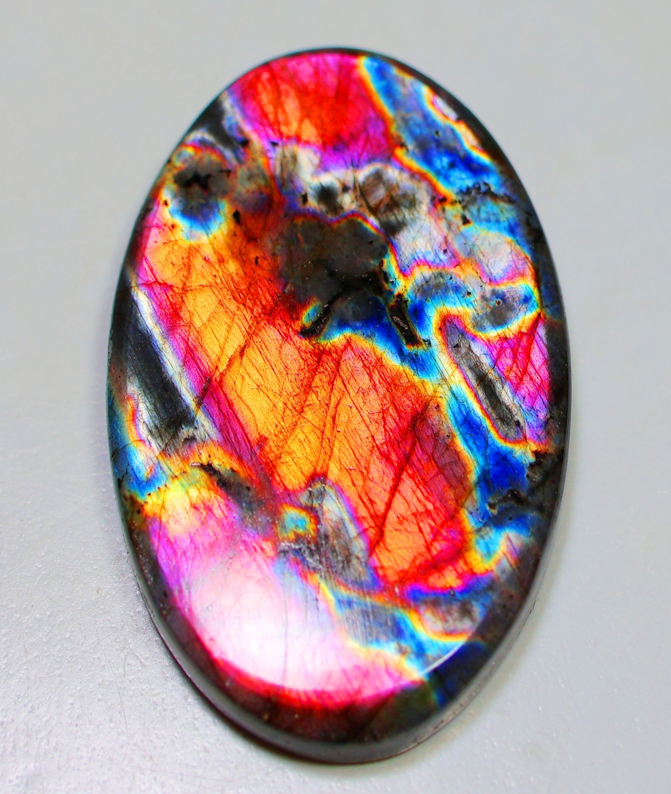 65 Ct 5X26X44 mm Natural Purple Fire Labradorite Oval Cabochon Gemstone SK-60