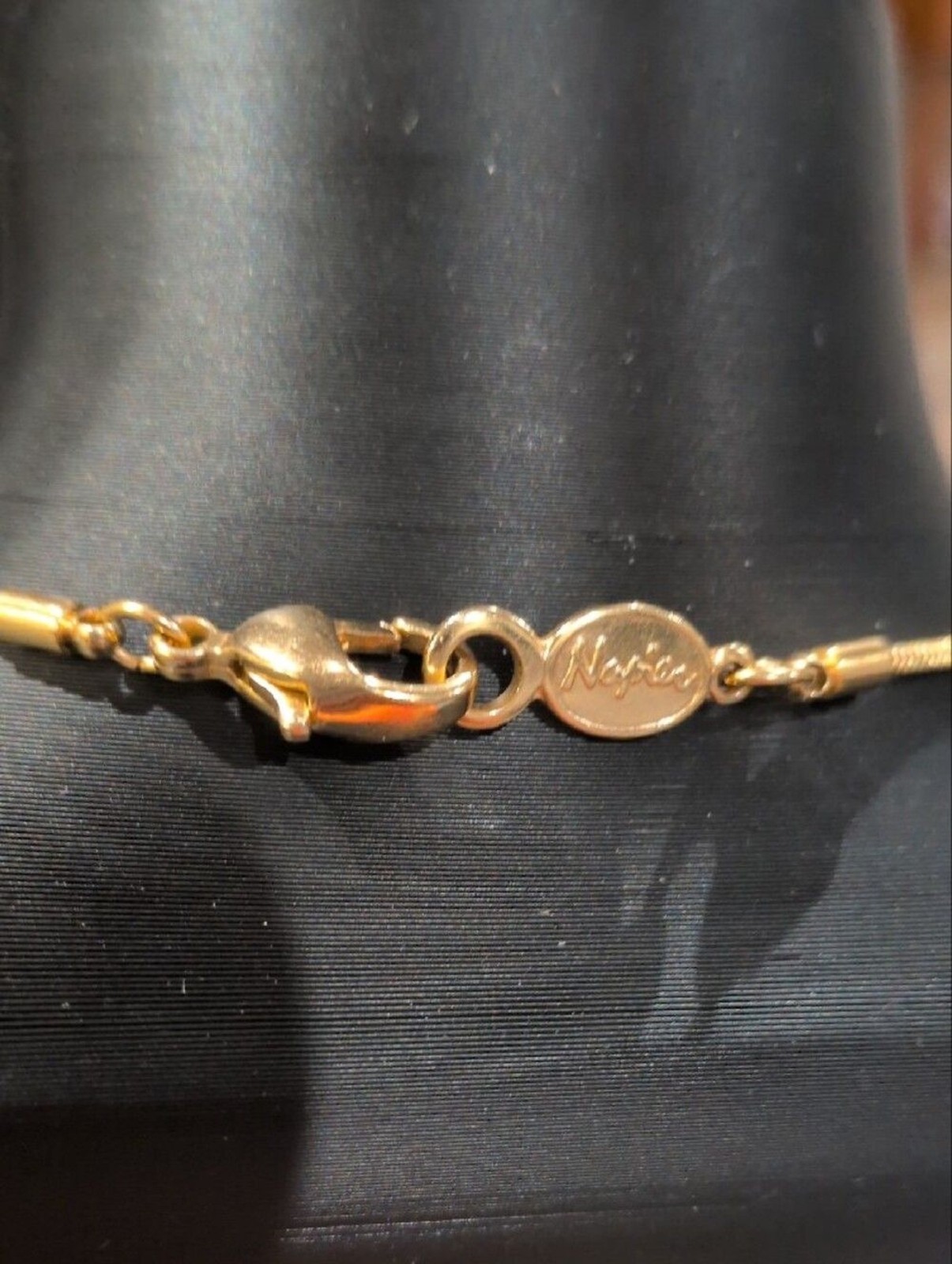 NAPIER Vintage GOLD-TONE SNAKE CHAIN WITH CRYSTAL PAVE BALL PENDANT