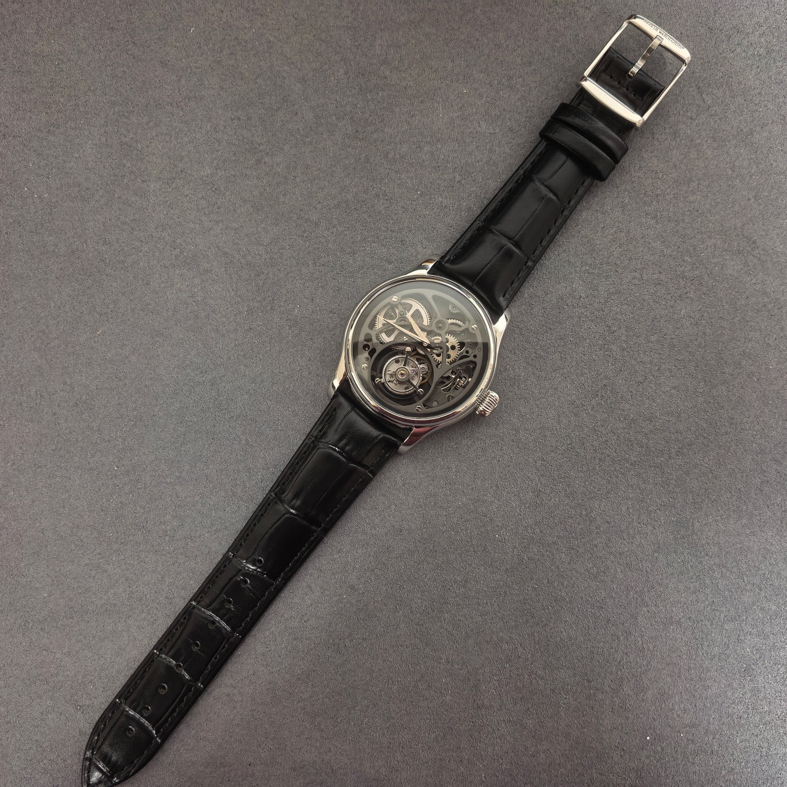Merkur Men Tourbillon Watch Mechanical Wristwatch Sapphire Skeleton Carved Dial