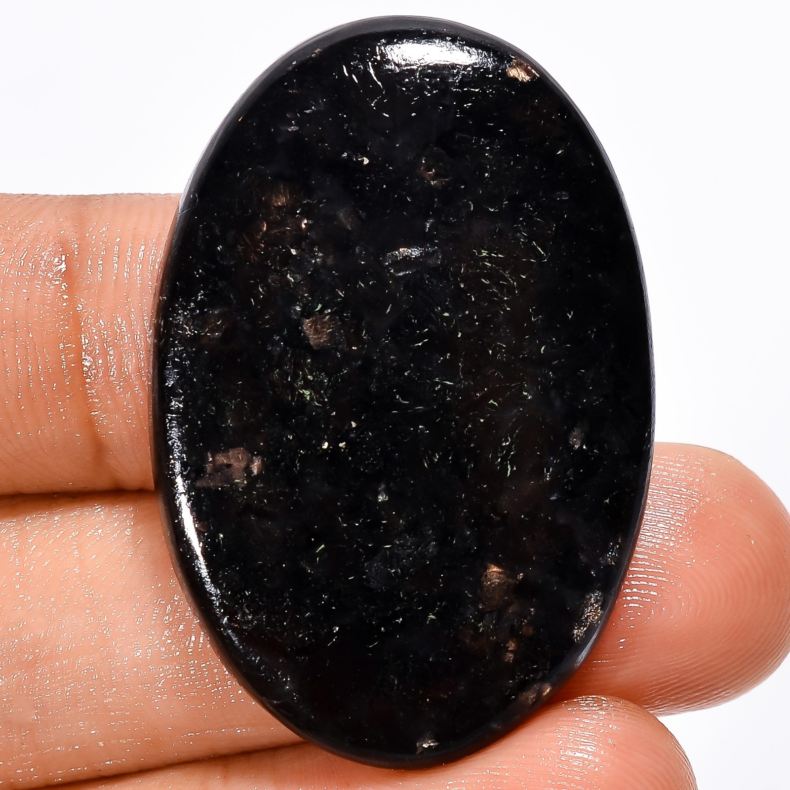 Natural Nuummite Oval Shape Cabochon Loose Gemstone 44.5 Ct. 37X25X4 mm X-13845