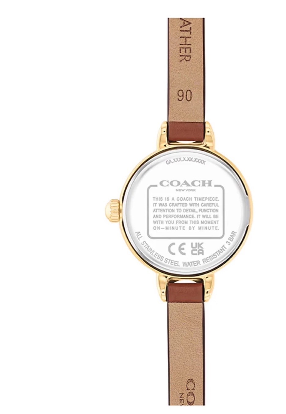 Coach Women’s Iris Watch 14504656 Gold Tone White Dial Brown Leather Band 22.5mm