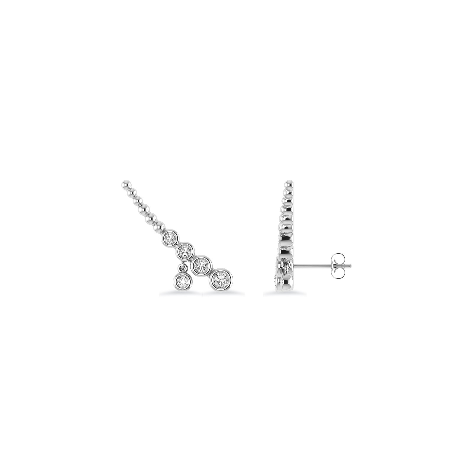 Diamond Curved Earrings 0.15 Ct Natural Diamond Studs Ear Climber Earrings Gold