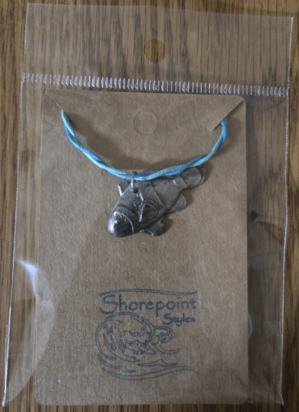 Shorepoint Styles Handmade ClownFish Pendant Necklace Silver Blue Cord Sea Charm