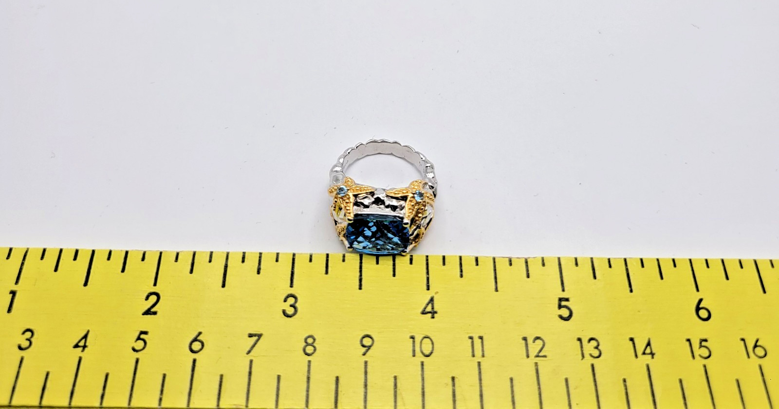 Victoria Wieck 18k Sterling Silver Swiss Blue Topaz Starfish Ring – Size 6