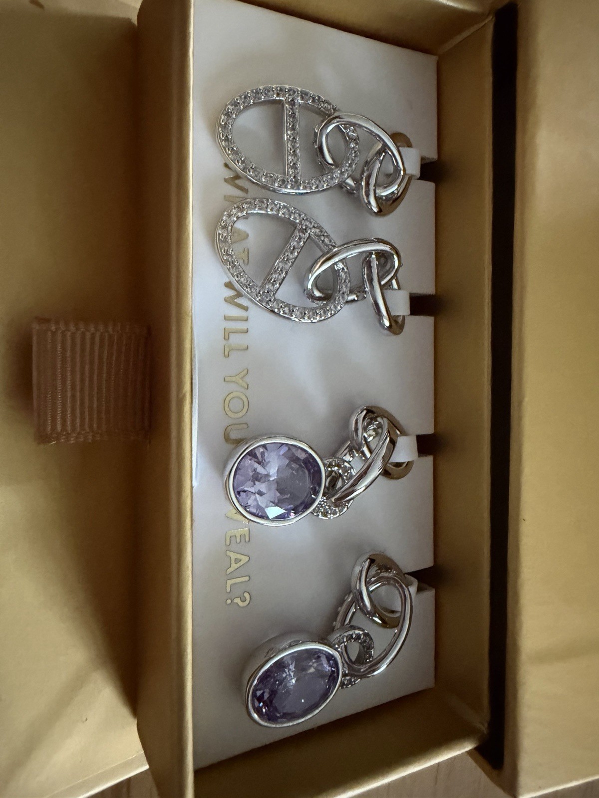 Bomb Party Spring 2025 Charming Hoops ER73481 Lavender Topaz & CZ Rhodium Plated