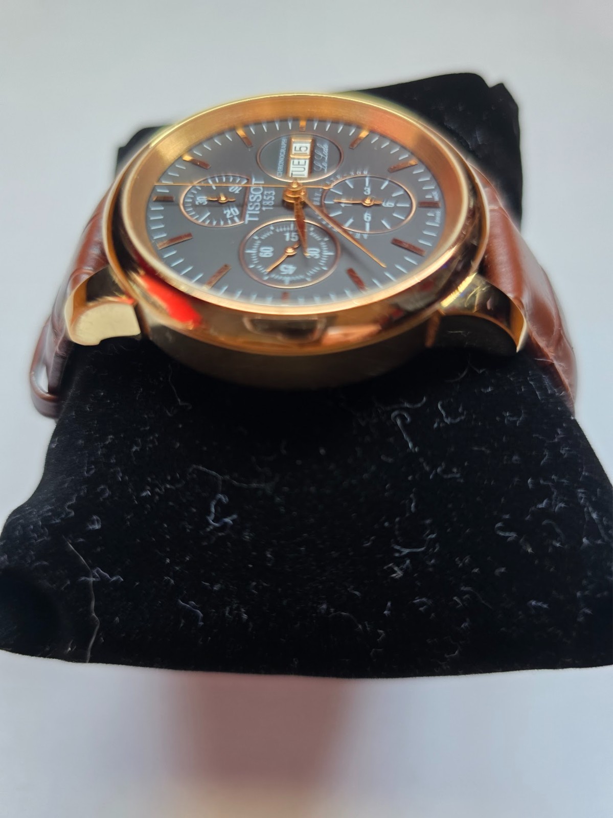 Tissot Le Locle Valjoux Men’s Black Watch (14K Gold Platted)- L168/268-1