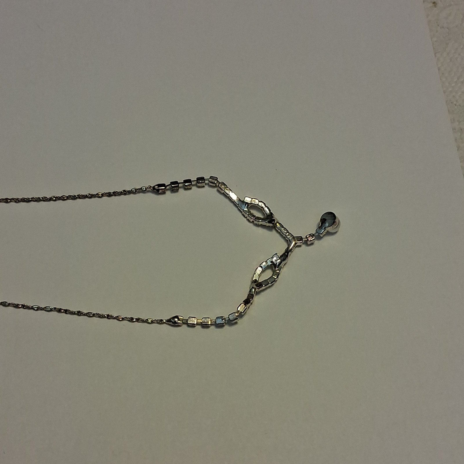 Silver Tone Crystal Round Charm Pendant Necklace Faux Pearl Drop Lobster Clasp