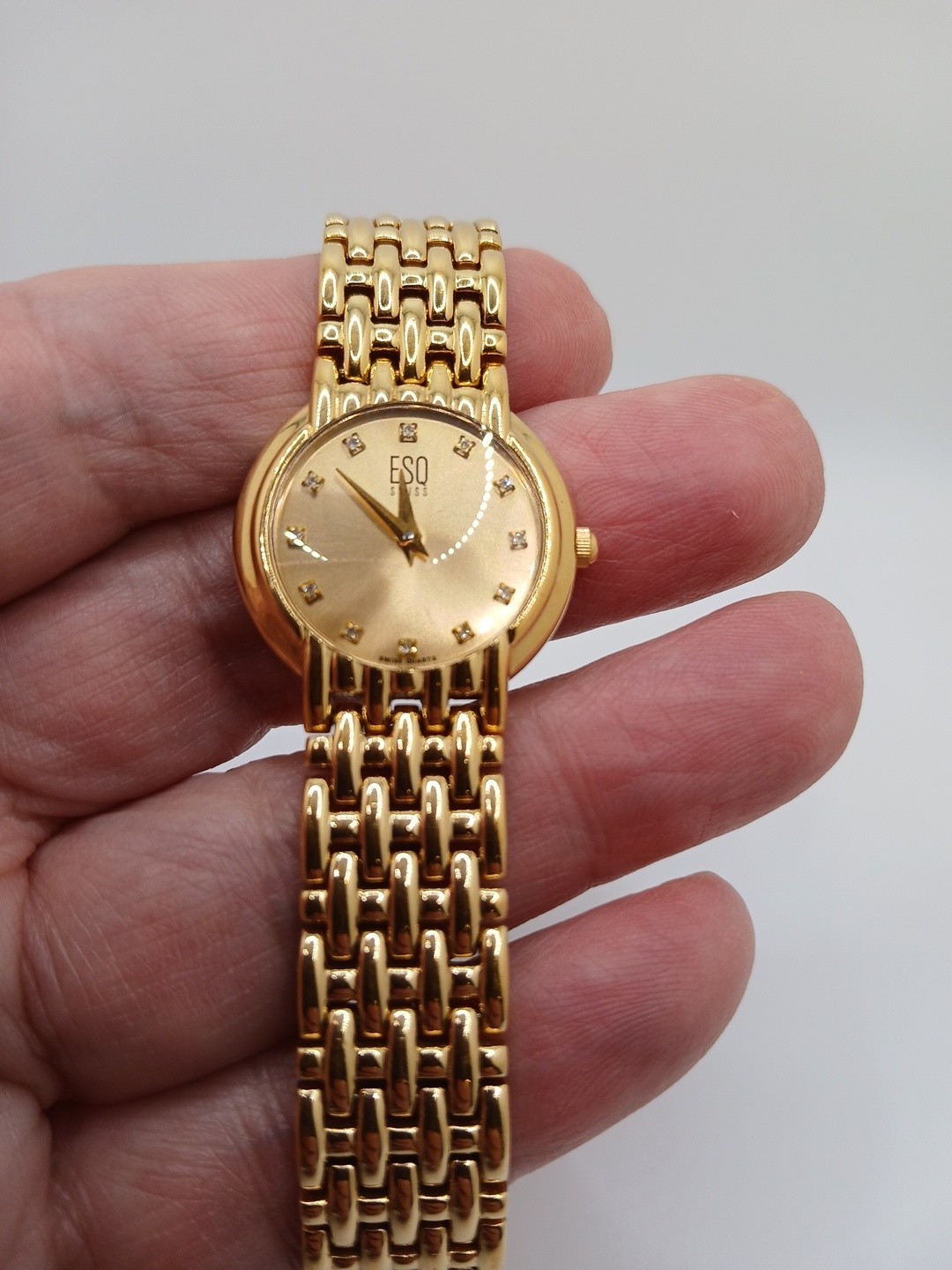 Womens Watch ESQ by Movado Quartz Gold Tone Diamant (?) Work Nice Swiss