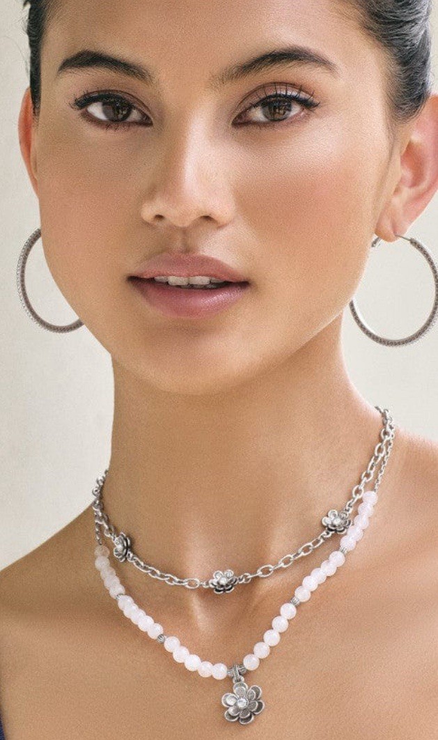 Brighton Metal Petal Silver & Crystal Necklace Style: JM7601 MSRP: $98 NWT