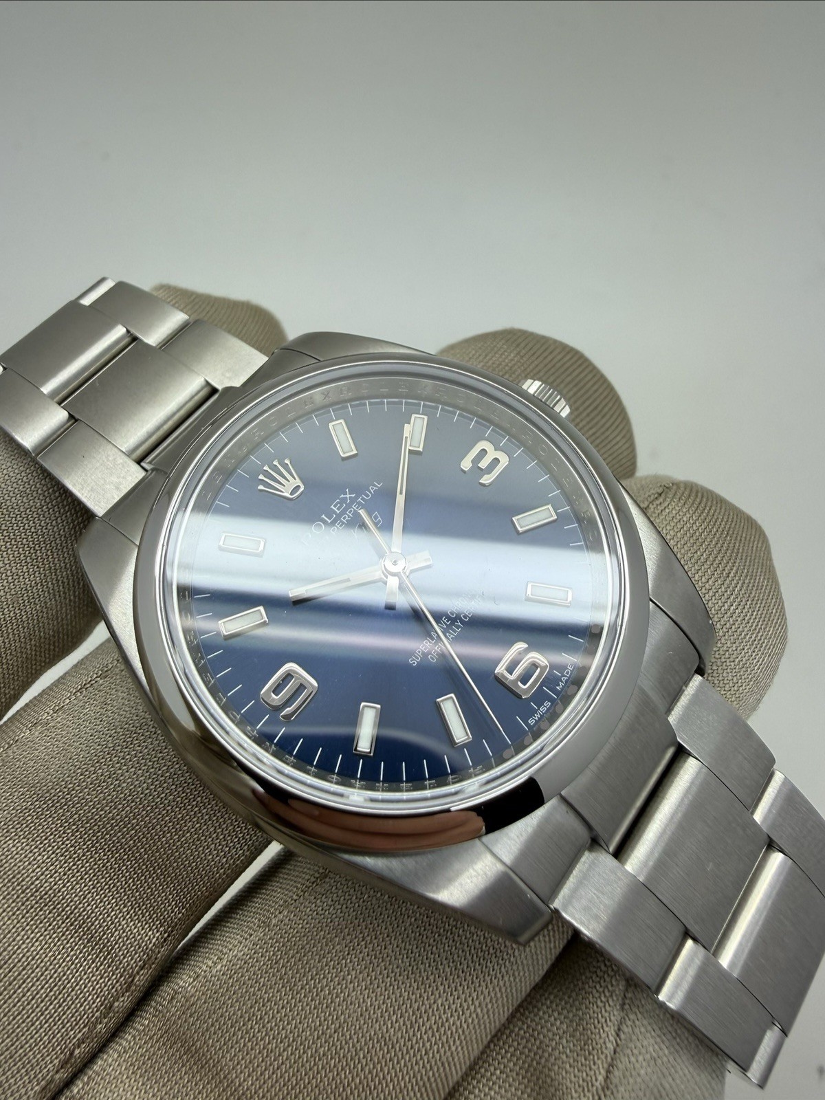 2012 Rolex Airking Oyster Perpetual Blue Dial Stickered NOS NEW 34mm 114200 B+P