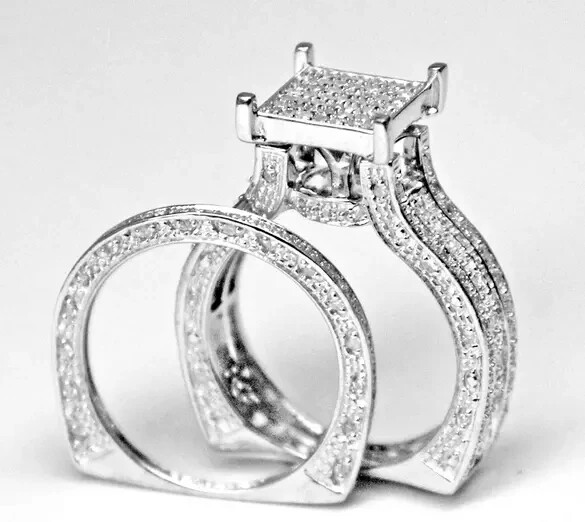 2.52 CT Round cut cut cubic zirconia women wedding ring set in 925 silver