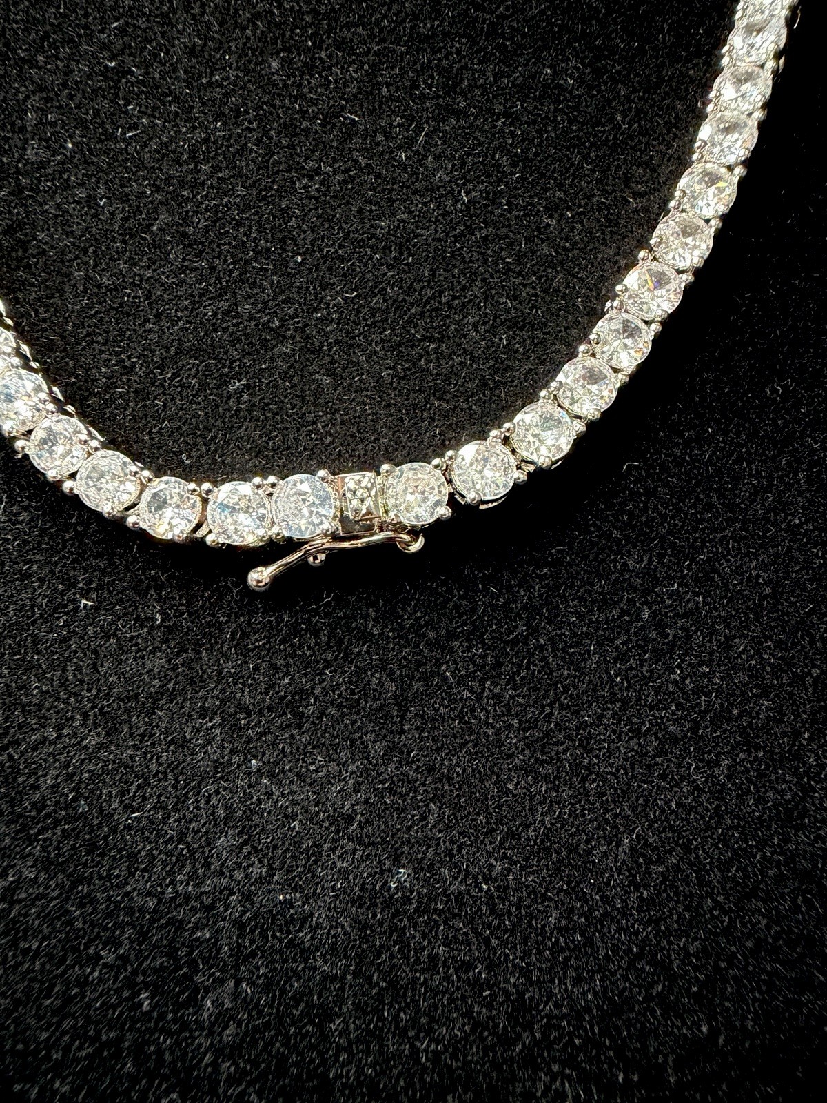 4mm Tennis Necklace 20in 14K White Gold Filled Round CZ Box Clasp. Beautiful!