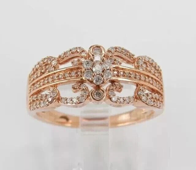 14k Rose Gold Plated 3Ct Round Cut Simulated Diamond Pretty Engagement Band Ring