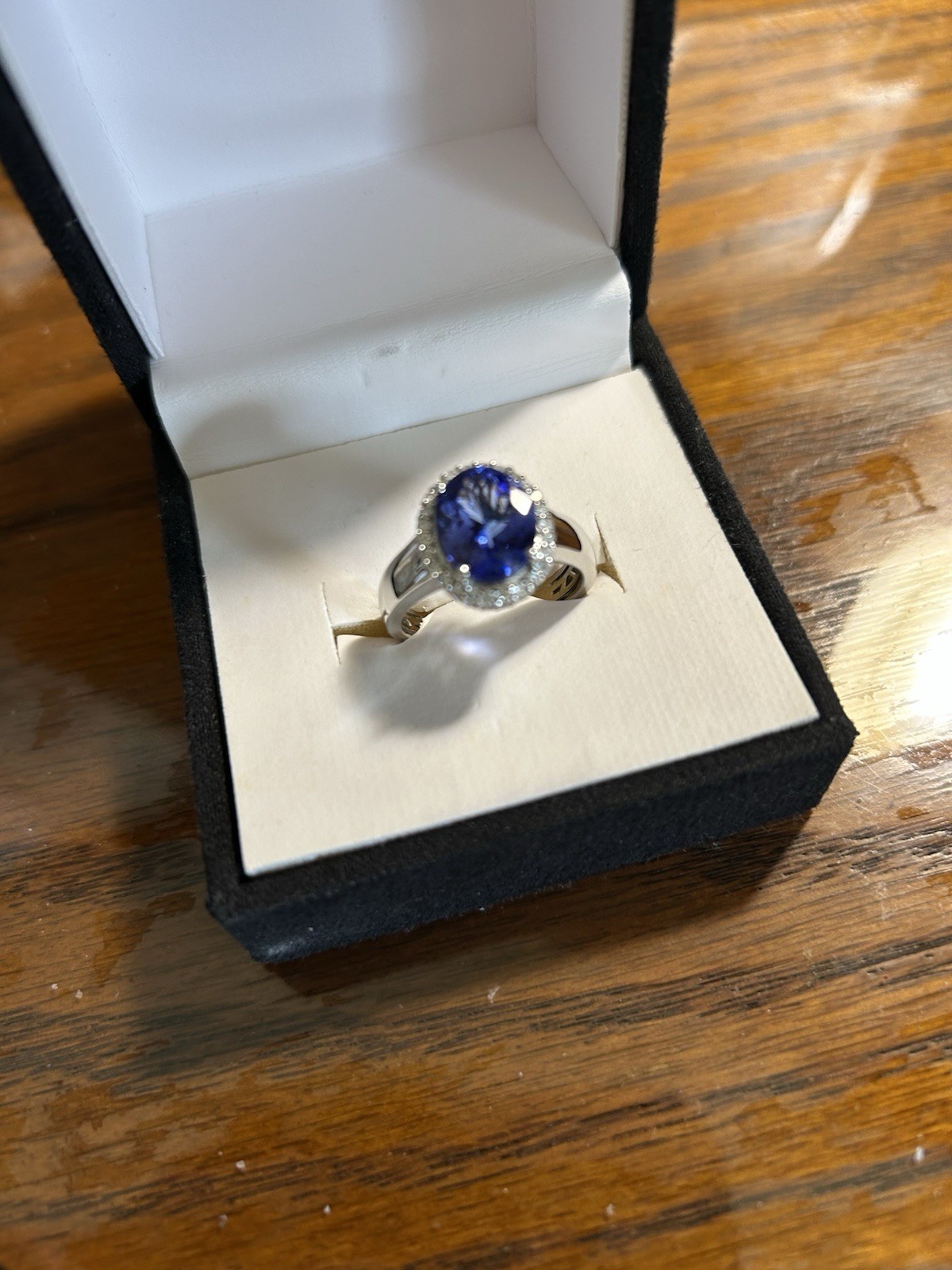 3.75 CT AAAA BLUE VIOLET TANZANITE Halo Of 24 Round White Diamonds In 950 Plat