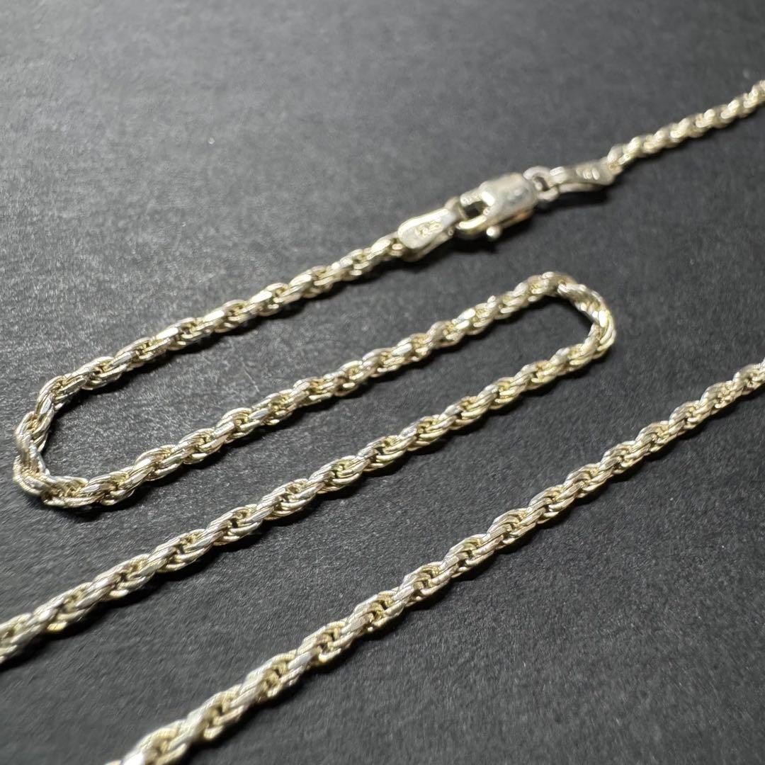 Italy Silver Rope Chain Necklace 41cm 1.5mm