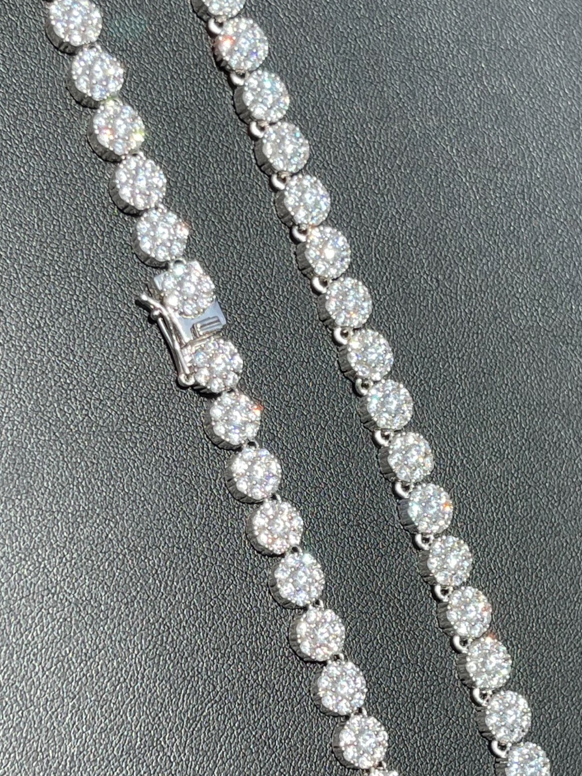 Real MOISSANITE Hip Hop Cluster Tennis Chain Necklace 7mm Pass Diamond Tester