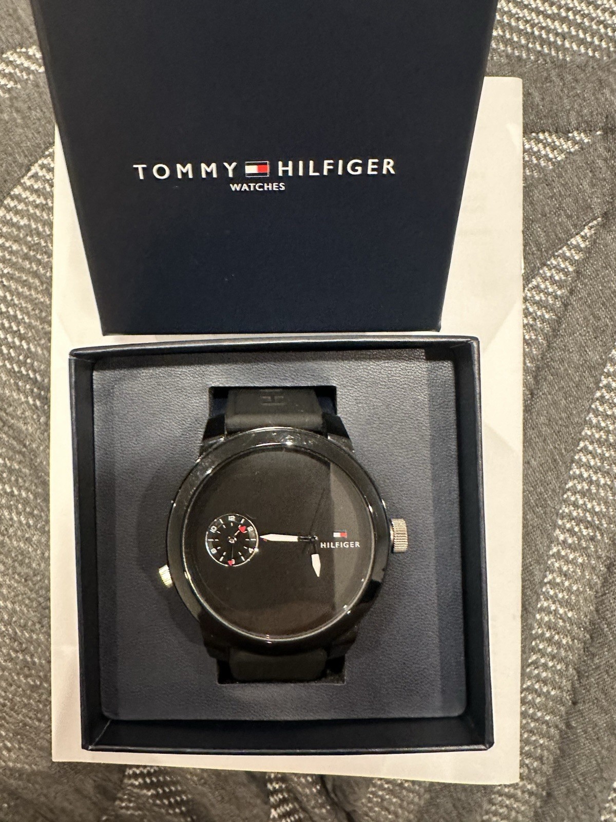 Tommy Hilfiger “Denim” Dual-Time Sport Watch – Black + Silicone (Model 1791326)