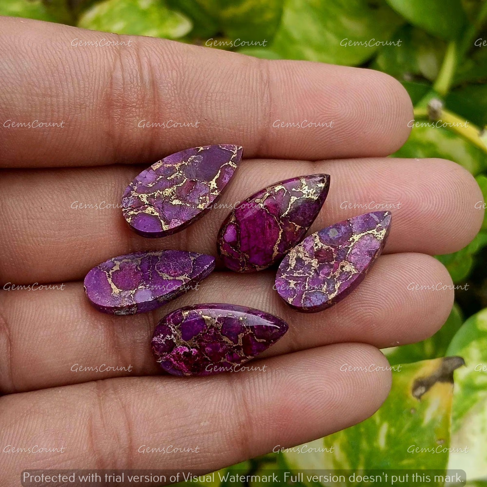 Natural Purple Copper Turquoise Long Pear Loose Cabochon Gemstone 5x10mm-15x30mm
