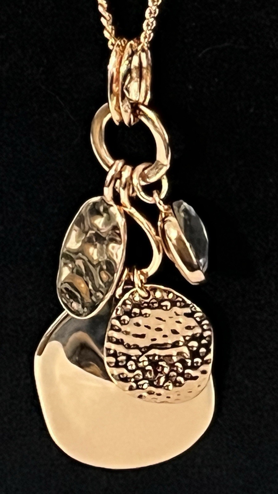 Rose Gold Layered Charm Necklace Teardrop Earrings Modern Minimalist Jewelry Set