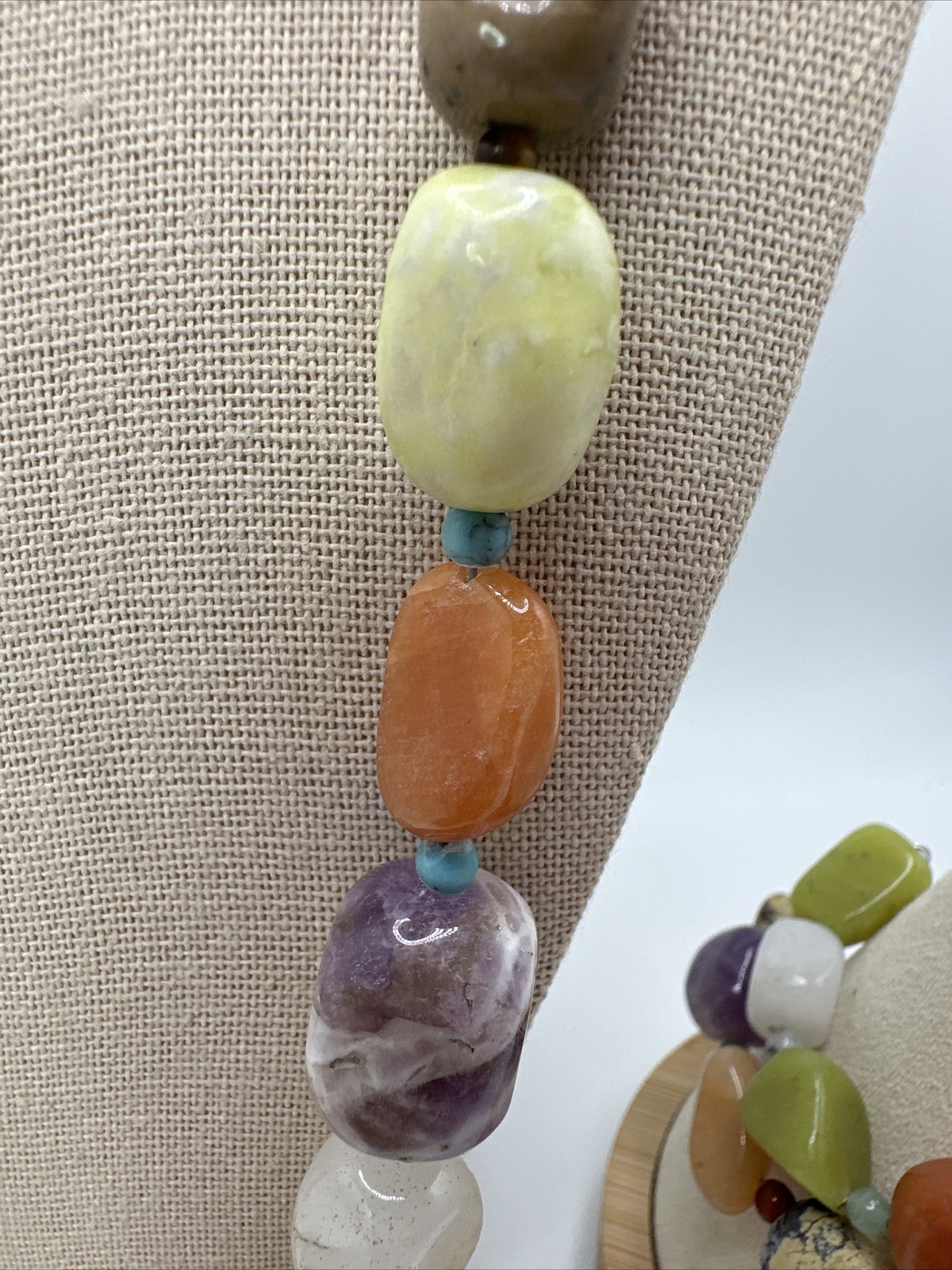 Mine Finds By Jay King Multi Gemstone Necklace & Bracelet Set 925
