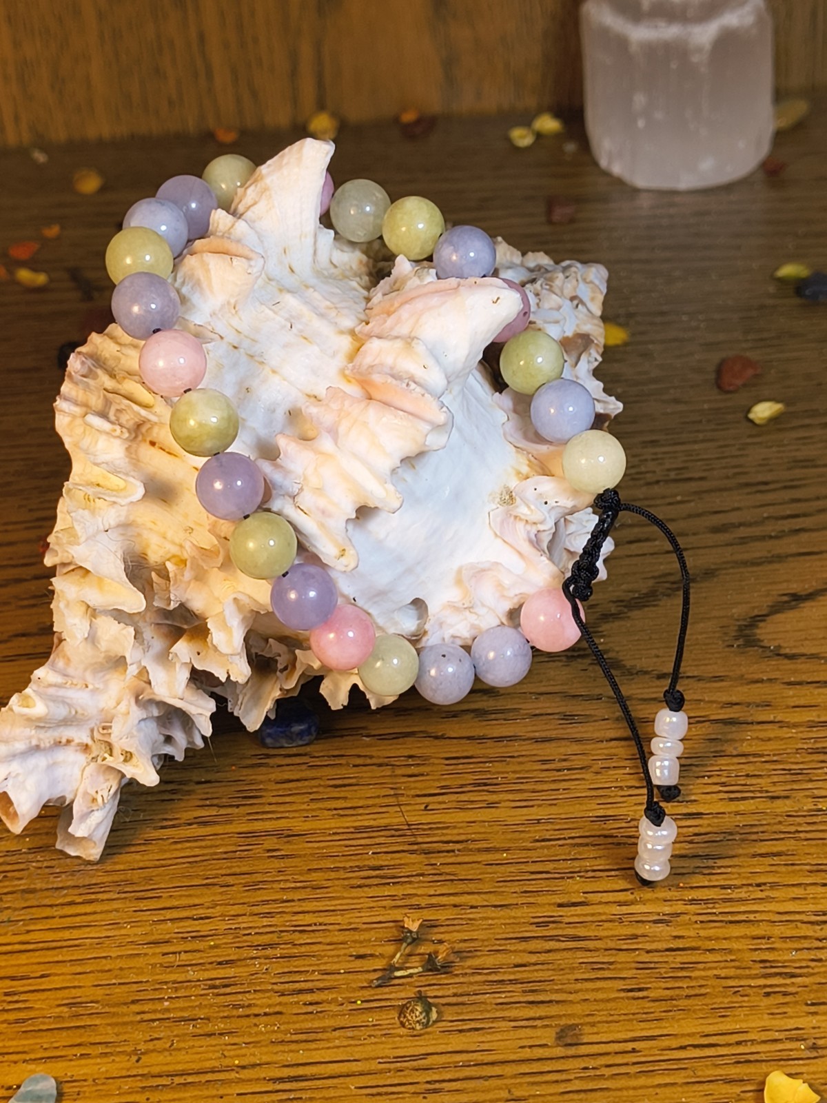 Morganite Round Stone Bead Beaded Adjustable Cord Drawstring Bracelet
