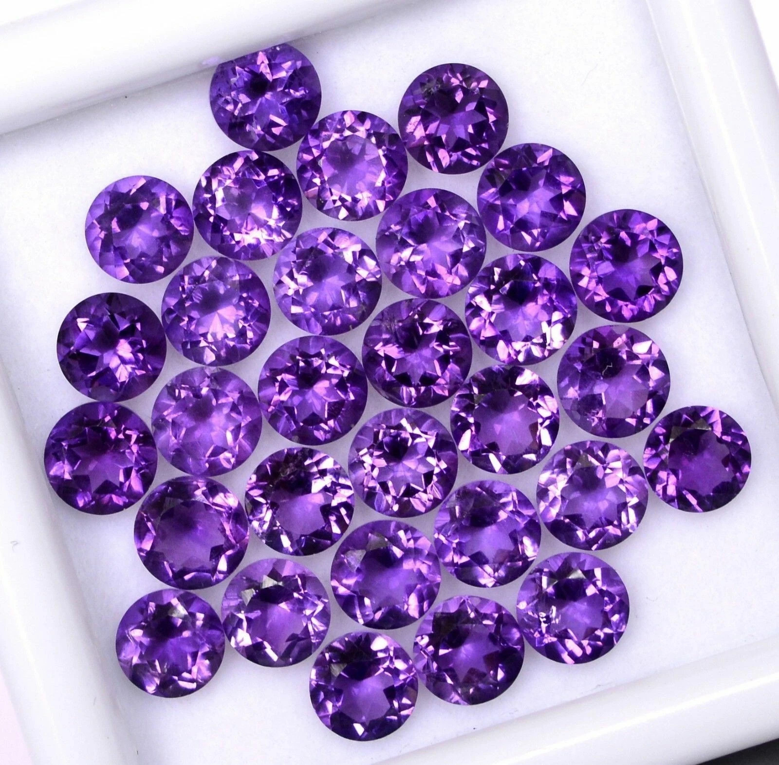 Natural Amethyst 6mm Round Cut 60 Pcs Loose Certified Gemstones Lot+ Free Gift