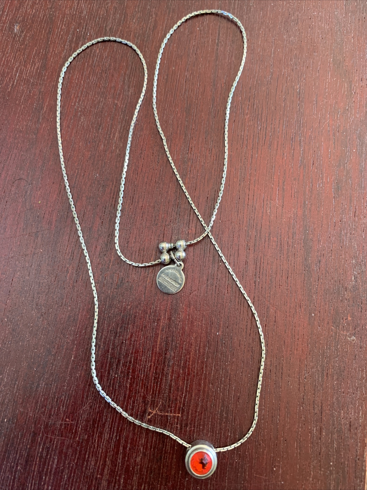 Alex and Ani Necklace Silver 2014 Blood Orange Energy Technology 24” Adjustable